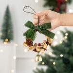Green Christmas Wreath Wall & Tree Pendant, Festive Home Decor for Christmas Scene Setup and Holiday Handmade Gifts, Model D9