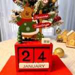 Creative Wooden Christmas Advent Calendar Desktop Ornament, Reindeer Shaped Countdown Tabletop Decor for Home Front Desk Scene Layout and Christmas Holiday Gift Giving