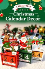 Wooden Christmas Countdown Desk Decoration with Santa Claus Figure, Festive Tabletop Accessory for Indoor Xmas Styling and Christmas Season Presents - Image 2