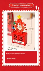 Wooden Christmas Countdown Desk Decoration with Santa Claus Figure, Festive Tabletop Accessory for Indoor Xmas Styling and Christmas Season Presents - Image 5
