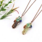 Raw Crystal Chip Tree of Life Pendant Necklace, Antique Copper Hardware, Rose Quartz, Christmas & Halloween Daily Matching Accessory, Sweet Thoughtful Holiday Gift - Image 3