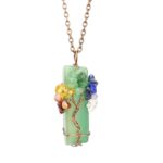 Tree of Life Chip Crystal Pendant Necklace, Antique Copper Metal, Green Aventurine, Christmas & Halloween Daily Layering Accessory, Exquisite Small Holiday Present