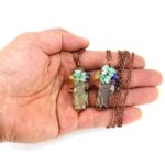 Natural Fragment Stone Tree of Life Necklace, Antique Copper Frame, Obsidian, Christmas & Halloween Themed Costume Jewelry, Cool Style Holiday Gift for Jewelry Lovers - Image 5