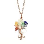 Irregular Raw Crystal Tree of Life Charm Necklace, Antique Copper Hardware, White Turquoise, Christmas & Halloween Everyday Wear Ornament, Portable Holiday Collectible Gift