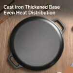 Thick Uncoated Cast Iron Flat Griddle With Twin Handles, Solid Iron Pan for Pancakes, Pork Chops & Outdoor Grilling, 28cm Griddle, Multi-Stove Compatible Cookware, Christmas & Halloween Gift for Home Cooks - Image 4