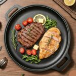 Thick Uncoated Cast Iron Flat Griddle With Twin Handles, Solid Iron Pan for Pancakes, Pork Chops & Outdoor Grilling, 28cm Griddle, Multi-Stove Compatible Cookware, Christmas & Halloween Gift for Home Cooks - Image 5