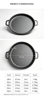 Large Double Handle Cast Iron Griddle Plate, Uncoated Thick Iron Pan for Big Batch Steak & BBQ Cooking, 42cm Griddle, Indoor & Outdoor Use, Christmas & Halloween Holiday Cookware Gift - Image 2