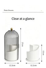 Rotating Birdcage Desk & Vanity Organiser, Dustproof Divided Storage Holder for Cosmetics, Skincare, Stationery, Toothbrushes & Cutlery, Transparent White, Christmas & Halloween Household Gift - Image 6