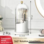 Spinning Birdcage Storage Bucket, Dustproof Multi-Grid Holder for Skincare, Makeup Brushes, Tableware & Toiletries, Transparent Green, 2 Pack, Christmas & Halloween Practical Gift