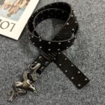 Punk Style Metal Sheep Head Rivet Belt, Vintage Distressed Unisex Strap, Edgy Subculture Waist Chain, Sheep Head Design, 3.8cm Width, 115cm Length, Christmas & Halloween Fashion Gift - Image 5