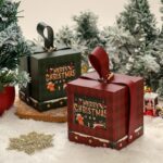 2pcs Round Christmas Apple Gift Box - Wine Red - Image 3