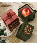 2pcs Round Christmas Apple Gift Box - Wine Red - Image 5