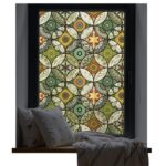 Stained Glass Effect Decorative Window Film, Static‑Free Self‑Adhesive Frosted Privacy Window Protective Film, 60cm x 200cm