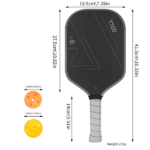 Red‑Black T700 Carbon Fiber Pickleball Paddle Set, 16mm Textured Matte Surface, Complete Kit with Oxford Carry Bag & Pickleball Balls - Image 4