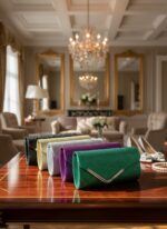 Women Fashion Wedding Evening Clutch Bag, V‑Shaped Metal Trim Versatile Chain Formal Party Handbag for Prom Banquet, Green - Image 3