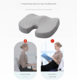 Black Ergonomic U‑Shaped Memory Foam Seat Cushion, Tailbone Relief & Posture Support with Breathable Cover - Image 3