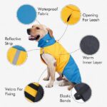 Dog Rain Coat, Waterproof Wind‑Proof Winter Dog Jacket with Reflective Stripes, for Small & Medium Dogs, Blue‑Black, Size XXL - Image 2