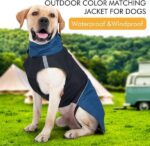 Dog Rain Coat, Waterproof Wind‑Proof Winter Dog Jacket with Reflective Stripes, for Small & Medium Dogs, Blue‑Black, Size XXL - Image 4