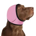 Dog Ear Cover Noise Protection Adjustable Grooming Hood Comfortable Pet Accessory - Pink M