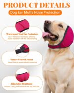 Dog Ear Cover Noise Protection Adjustable Grooming Hood Comfortable Pet Accessory - Pink M - Image 5