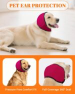 Dog Ear Cover Noise Protection Adjustable Grooming Hood Comfortable Pet Accessory - Pink M - Image 6