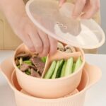 Food-Grade Silicone Divided Steamer Pot, Double-Handled Stew Pot with Lid, 1250ml, for Home Diet Cooking—Blue - Image 4