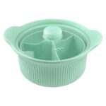 Food-Grade Silicone Divided Steamer Pot, Double-Handled Stew Pot with Lid, 1250ml, for Home Diet Cooking—Green