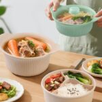 Food-Grade Silicone Divided Steamer Pot, Double-Handled Stew Pot with Lid, 1250ml, for Home Diet Cooking—Green - Image 3