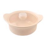 600 mL Food-Grade Silicone Steamer Pot, Single-Serving Cookware for Microwave & Air Fryer—Beige