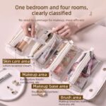 4-in-1 Travel Makeup Bag, Waterproof Foldable Large Capacity Cosmetic Organizer, Hanging Wash Bag—Gray - Image 2