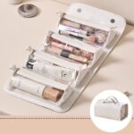 4-in-1 Travel Makeup Bag, Waterproof Foldable Large Capacity Cosmetic Organizer, Hanging Wash Bag—White