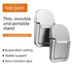 2‑Pack One‑Level Foldable Laptop Stand Invisible Portable Notebook Cooling Feet with Nano Adhesive for Desk Use-Silver