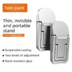 2‑Pack Two‑Level Adjustable Foldable Laptop Stand Invisible Portable Notebook Cooling Feet Nano Sticker for Office Travel-Silver