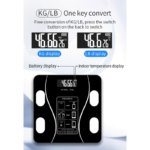 USB Rechargeable Smart Body Fat Scale Digital Bathroom Weight Scale Body Composition Analyzer with Smartphone App Sync-Black - Image 2