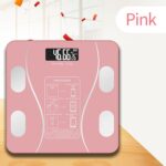 USB Rechargeable Smart Body Fat Scale Digital Bathroom Weight Scale Body Composition Analyzer with Smartphone App Sync-Pink