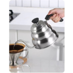 Gooseneck Kettle with Thermometer - 1.2L Pour Over Coffee & Tea Kettle,Stainless Steel Gooseneck Kettle Pot, Precision Pour Drip Spout, Suitable for All-Stoves-Silver - Image 2