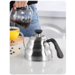 Gooseneck Kettle with Thermometer - 1.2L Pour Over Coffee & Tea Kettle,Stainless Steel Gooseneck Kettle Pot, Precision Pour Drip Spout, Suitable for All-Stoves-Silver - Image 5