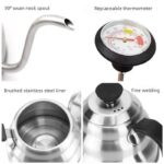 Gooseneck Kettle with Thermometer - 1.2L Pour Over Coffee & Tea Kettle,Stainless Steel Gooseneck Kettle Pot, Precision Pour Drip Spout, Suitable for All-Stoves-Silver - Image 6