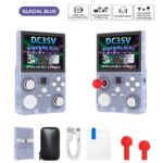 DC35V Retro Handheld Game Console, 3.5‑Inch IPS Screen Open Source Linux System，glacial blue