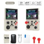 DC35V Retro Handheld Game Console, 3.5‑Inch IPS Screen Open Source Linux System，gray