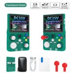 DC35V Retro Handheld Game Console, 3.5‑Inch IPS Screen Open Source Linux System，Translucent green