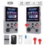 DC40V Retro Handheld Game Console, 4 Inch IPS Display, 64GB 20000+ Preloaded Retro Games，gray