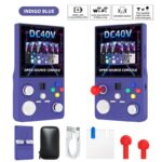 DC40V Retro Handheld Game Console, 4 Inch IPS Display, 64GB 20000+ Preloaded Retro Games，Indigo blue