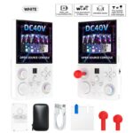 DC40V Retro Handheld Game Console, 4 Inch IPS Display, 64GB 20000+ Preloaded Retro Games，white