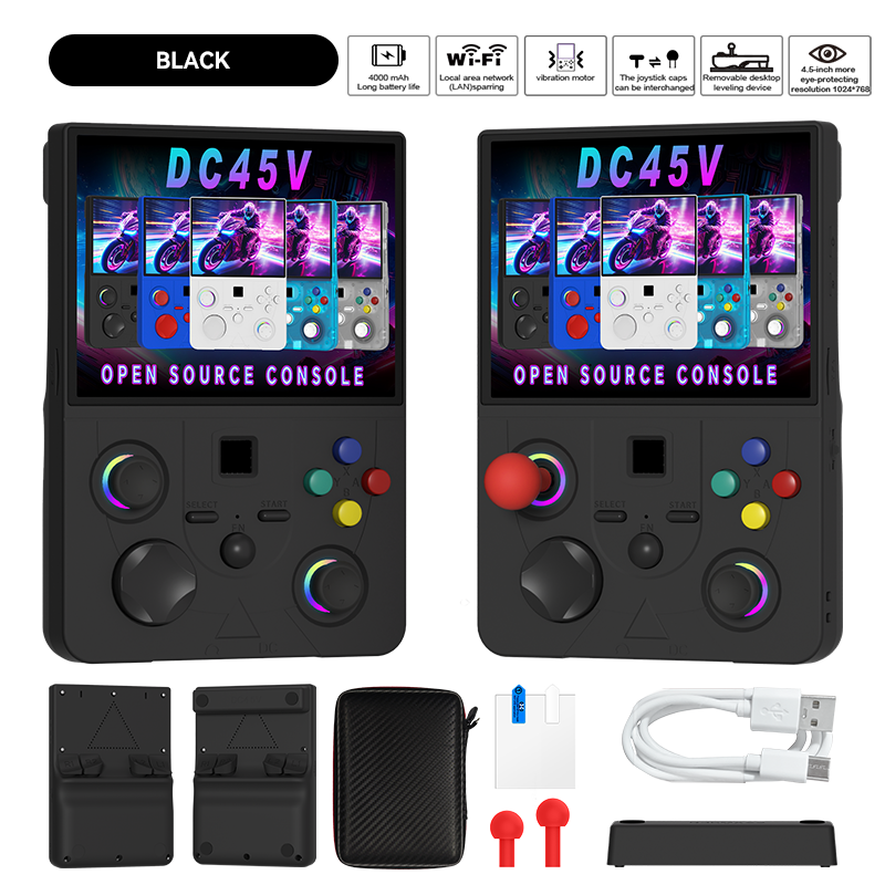 V1300-DC45V-BLACK-00 DC45V Retro Handheld Game Console, 4.5‑Inch HD IPS Full View Screen,black - Image 1