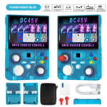 DC45V Retro Handheld Game Console, 4.5‑Inch HD IPS Full View Screen，transparent blue