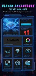 DC45V Retro Handheld Game Console, 4.5‑Inch HD IPS Full View Screen，transparent blue - Image 11