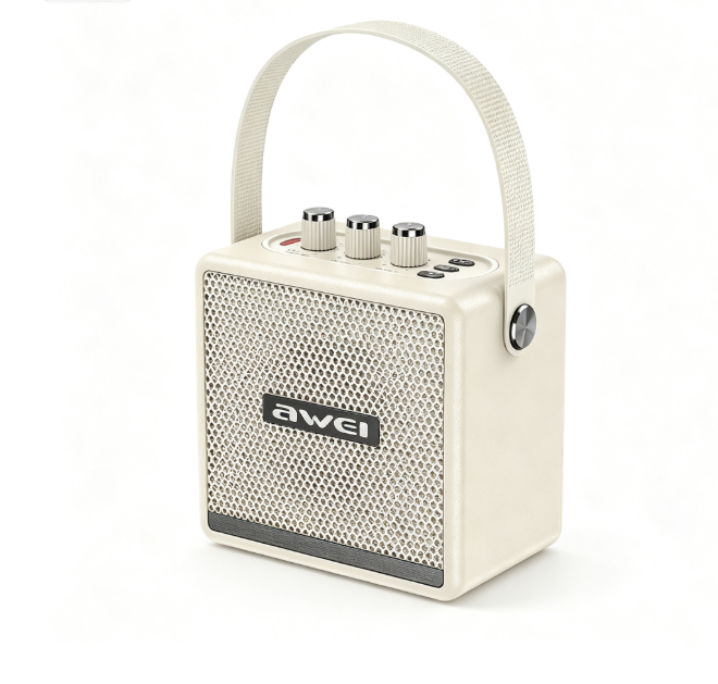 V1300-KA30-WHITE-00 AWEI KA30 Mini Retro Bluetooth Speaker,white - Image 1