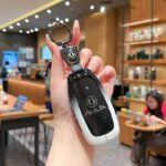 Fragrant Car Island Dongfeng Fengguang 580 Key Case Standard Option b: gradient black & white single bag + black leather cord clasp - Image 2