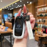 Fragrant Car Island Dongfeng Fengguang 580 Key Case Standard Option b: gradient black & white single bag + black leather cord clasp - Image 3